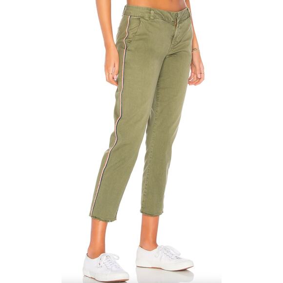 Sunday Revolve Le Soleil Pant Contrast Stripe Frayed Hem in Cactus Size 28 NWT - Picture 2 of 12